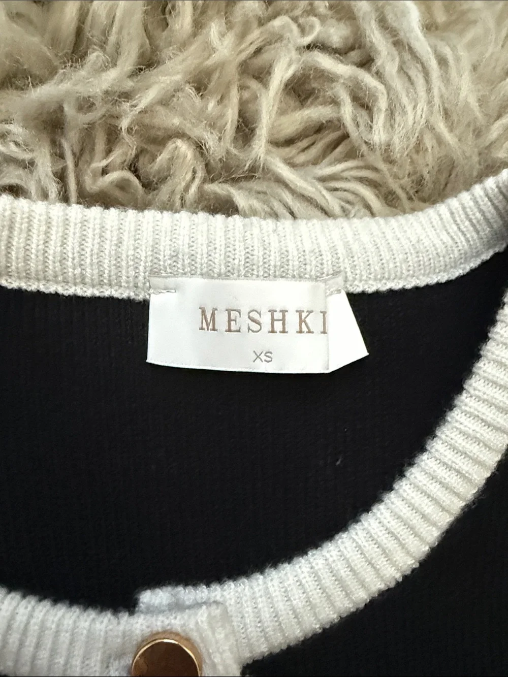 Meshki Black and White Knit Cardigan Set with Gold Accent - Picture 2 of 5